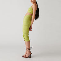 Ensemble décontracté deux pièces pour femme, jupe unie et haut à bretelles croisées, coupe classique, vêtements pour femme personnalisés, 100% OEM