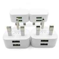 Adaptateur de chargeur mural USB universel pour prise britannique, 2 ports USB, chargeur de téléphone de voyage pour iPhone 12, Samsung S9