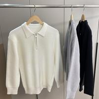 Pull en maille à manches longues pour homme, style italien, luxe léger, collection automne, chaud et épais, couleur unie, décontracté
