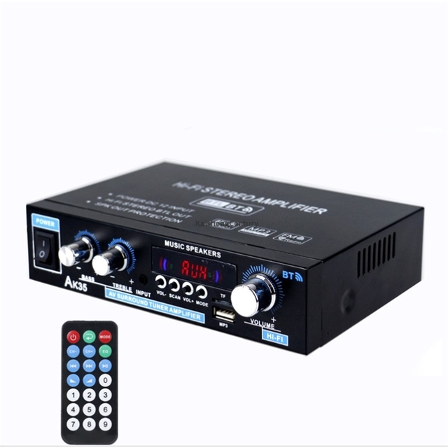 AK35 800W Home Power Amplifiers 2 Channel BT 5.0 Surround Sound FM USB Remote Control Mini HIFI Digital Amplifier Stereo