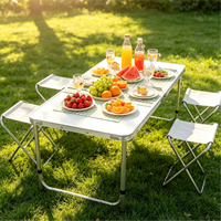 Table de camping pliable avec 4 chaises pliantes, ensemble de table d'événement extérieur en aluminium, vente en gros