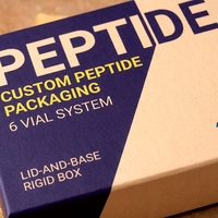 Boîte rigide personnalisée avec couvercle et base de couleur mixte pour flacons de peptides, 6 flacons, impression offset sur éponge