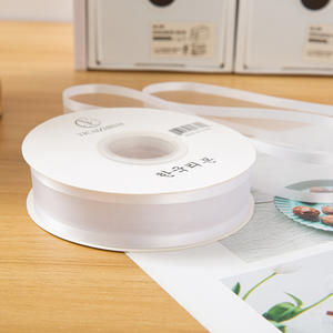 2.5cm transparan lebar tepi ganda wajah 100% poliester ramah lingkungan sifon <span class=keywords><strong>Satin</strong></span> pita jala untuk kotak hadiah kemasan bunga kue - Product Image 6