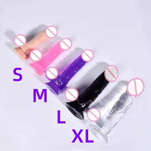 Consolador sin huevos de doble color con degradado de TPE transparente de cristal para mujer, masturbador de juguete sexual para adultos de silicona suave - Product Image 3