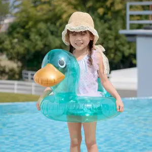 New Design Transparent Duck Shaped Inflatable Swimming Ring For Kids