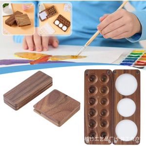 Boîte à peinture en bois de noyer 6 cm/2,36 po, palette de rangement rectangulaire pour l'art et le dessin - Product Image 3