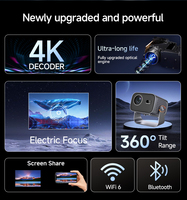 Mini projecteur 4K Android intelligent LED portable pour home cinéma avec partage d'écran et mise au point électrique