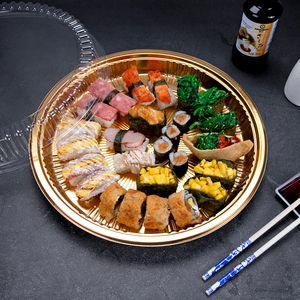 Boîte à sushi ronde jetable, boîte d'emballage pour fruits <span class=keywords><strong>de</strong></span> <span class=keywords><strong>mer</strong></span>, oie rôtie, boîte japonaise pour sashimi, riz et rouleaux <span class=keywords><strong>de</strong></span> légumes, plat Shouxi - Product Image 2