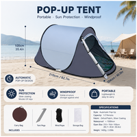 Tente de bateau à ouverture rapide, épaisse, coupe-vent, anti-UV, pliable, directement de l'usine, pour camping, plage, randonnée, intérieur, extérieur, jardin