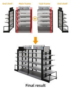בתפזורת סיני חנות גונדולה מדף כבד מתכת ועץ מדפי לתצוגה אור החובה - Product Image 3