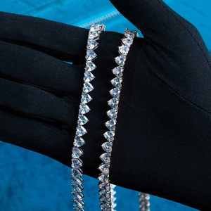 Collar de Cadena de Tenis con Moissanita de Plata de Ley 925, Corte Corazón, Romántico y Delicado, Regalo para Novia, Boda, Compromiso, Fiesta - Product Image 3