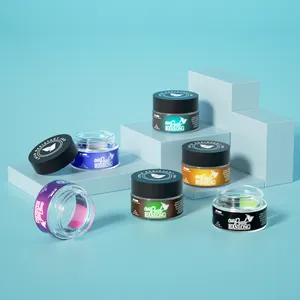 Mùi Bằng Chứng 2 3 4 Floz Rỗng Stash Miệng Rộng Container Vòng Đen Trẻ Em Kháng Glass Chum Với Cap