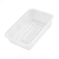 Barquette en plastique PET de qualité alimentaire blanche pour usage industriel, conteneur jetable pour l'emballage des fruits de mer et du pain, rectangulaire épaisse