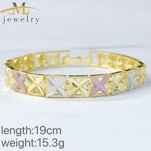 Accesorios de Moda JML Pulsera Tricolor de Alta Calidad Bañada en Oro de 14K con Dije de Corazón a la Moda Joyería Exquisita Popular - Product Image 2