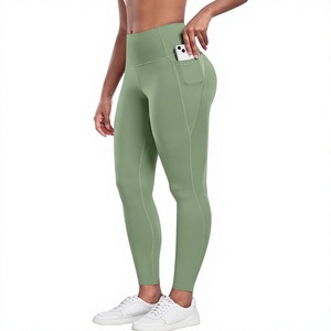 Leggings de Cintura Alta sin Costuras en Verde Oliva, Largos hasta el Tobillo, de Spandex y Nailon, Tejidos, Transpirables, Casuales, para Mujer, Talla Grande, Ropa de Verano - Product Image 1