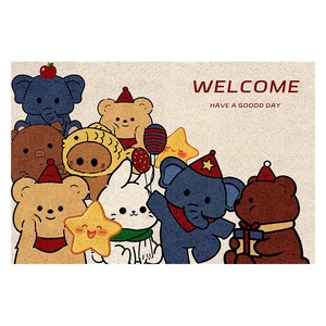 Alfombra de Entrada Rectangular Antideslizante con Diseño de Oso Adorable, Patrón de Animales de Dibujos Animados, Material de Bucle de Seda - Product Image 3