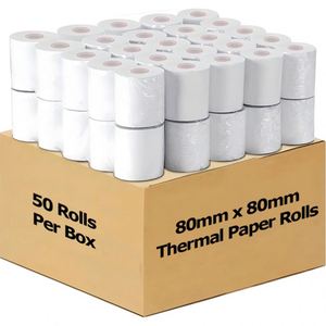 Rollos de Papel Térmico 80 x 80 mm para Impresora de Caja Registradora, Papel para Recibos de Cajero Automático - Product Image 1