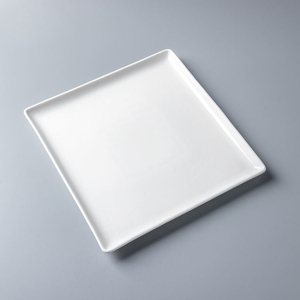 Impression personnalisée Piatto <span class=keywords><strong>di</strong></span> porcellana piatti ristorante occidentale céramique <span class=keywords><strong>bianca</strong></span> Piatto da pranzo quadrato - Product Image 3