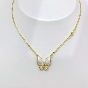 high quality plata 925 sterling silver butterfly shell <b>necklace</b> Everyday Wear dainty summer bridal 18k gold plated <b>necklaces</b> - Product Image 1