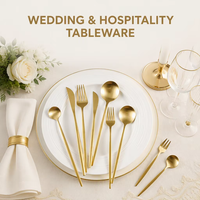 Ensemble de couverts en acier inoxydable mat doré de qualité supérieure, ensemble de couteaux, fourchettes et cuillères de luxe pour les dîners, les mariages et la vaisselle de restaurant