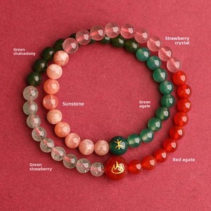 Bracelet unisexe Hisera <span class=keywords><strong>en</strong></span> perles dorées avec design géométrique <span class=keywords><strong>en</strong></span> cristal naturel, style tendance pour cadeaux d'affaires et usage quotidien - Product Image 3