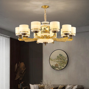Chinese Style All Copper Jade Chandelier Multi Head Led <b>Light</b> For Living Room Home Decor - Product Image 3