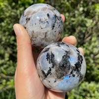 Sphère de cristal de quartz naturel de haute qualité de 7,5-8 cm, pierre de lune arc-en-ciel, motif floral blanc et noir, collection artisanale DIY