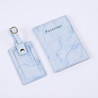 Ensemble porte-cartes de bord en cuir PU avec marquage à chaud, porte-passeport et étiquette de bagage