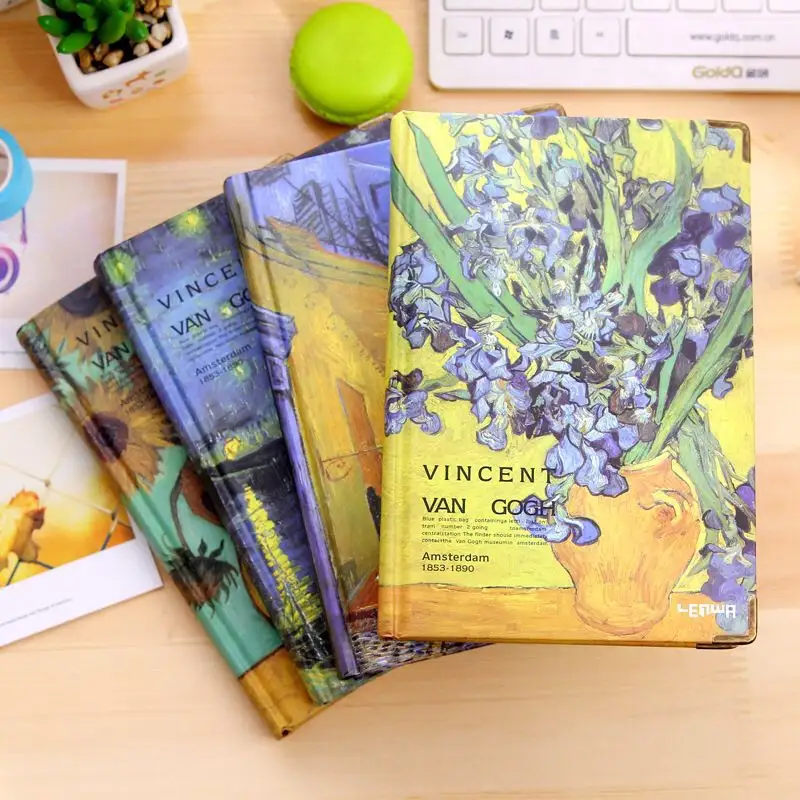 Trang vẽ tay Sổ tay minh họa Retro Nhật ký tài khoản viết tay sáng tạo A5 hardbound máy tính xách tay cổ điển Van Gogh màu