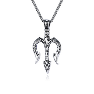 Collar Trident de acero inoxidable para hombre, colgante de estilo Hip Hop, amuleto geométrico con forma de púa, joyería de regalo - Product Image 1