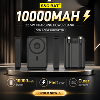 Batterie externe magnétique sans fil Li-Polymère 10000mAh 22.5W personnalisée en usine avec câbles intégrés, support pliable et écran LED portable