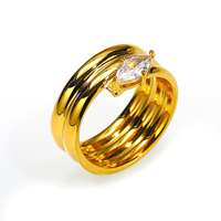 Funkelnder Ovaler Zirkon Doppelschichtiger Vergoldeter Edelstahl Mode-Ring Trendiger Damen-Fingerschmuck für Tägliches und Festliches Tragen