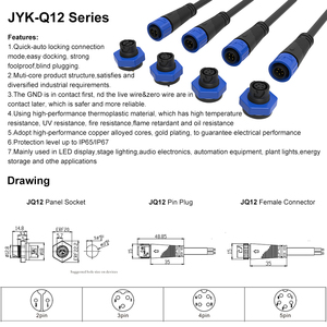 Tùy chỉnh chấp nhận được 110V 10A M12 IP67 IP68 2 3 4 pin không thấm nước nam và nữ chiếu sáng đường phố dẫn kết nối 4 pin - Product Image 5