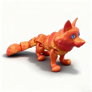 Grande figurine de loup articulée imprimée en 3D, décoration de bureau, modèle animal articulé, jouet imprimé en 3D à articulations flexibles pour collection - Product Image 1