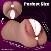 Jouet sexuel double tête souple marron de 1,86 lb, utilisable des deux extrémités, vagin de poche pour hommes, jouets sexuels