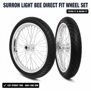 Roues Supermoto Sur-Ron Light Bee X LBX 17'' en aluminium CNC chromé argenté, pneus 70/90-17 90/80-17, moto électrique tout-terrain performante - Product Image 2