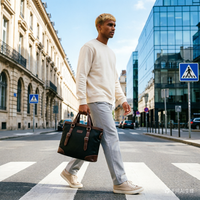 Sacoche Rigide Vintage de Luxe en Toile Unisexe pour Ordinateur Portable, Grande Capacité, Sac à Bandoulière pour le Travail Quotidien au Bureau