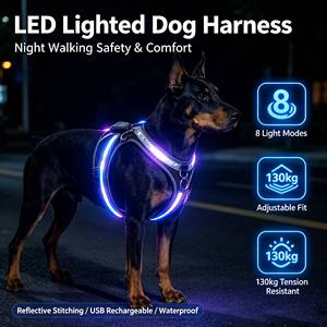 Noxgear LightHound Durable Illuminated Reflective Vest for <b>Dogs</b> Multicolored LED Fiber Optics (USB Rechargeable <b>Button</b> Closure) - Product Image 1