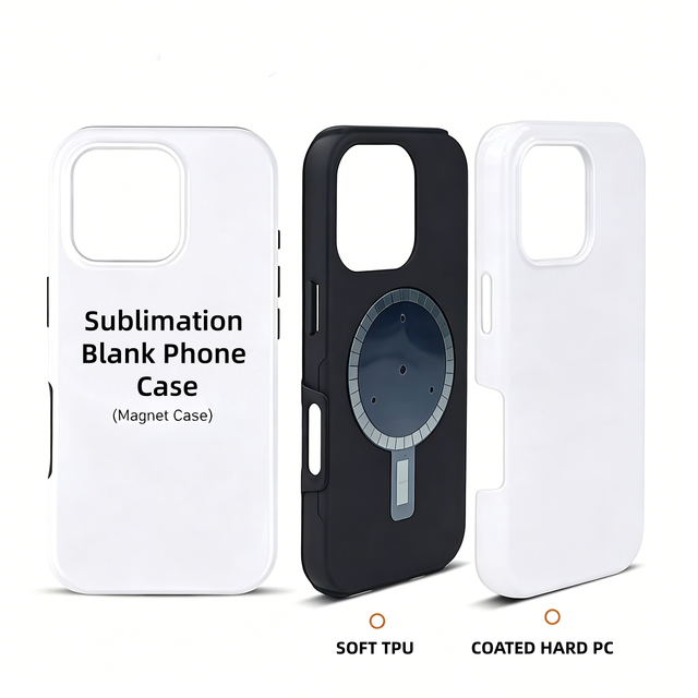 Coated 2 in 1 Magnetic 3D Sublimation  Blank Phone Case Heat Transfer Magnet Custom DIY Mobile Cover Shell for iPhone 17 Pro Max