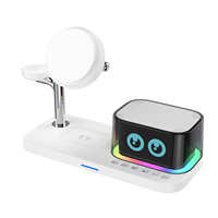 Chargeur sans fil intelligent AI 5 en 1, station de charge magnétique 25W avec haut-parleur Bluetooth, écran TFT, lumière RGB