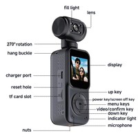 Caméra portable WiFi 4K OEM 270 °   Mini caméra DV sportive rotative à fixer sur casque pour vlog de voyage et enregistrement POV