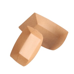 Kraft Paper Boat Boxes Disposable Food Containers Rectangle Shape For Fries Fried Chicken Snack Takeout Biodegradable - Product Image 4