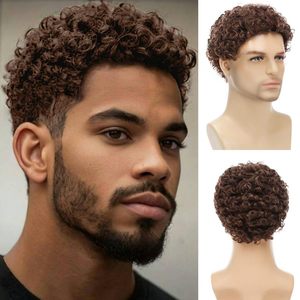 Perruques sans lacets pour hommes européens et américains, cheveux courts bouclés et frisés, style africain, réalistes, noirs, avec filet rose, pour changer de <span class=keywords><strong>coiffure</strong></span> - Product Image 6