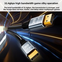 Câble 8K de haute qualité, 8K 60Hz, 4K 240Hz, transfert audio-vidéo, câble DP V1.4 pour projecteur HDTV, moniteur, jeu visuel 3D