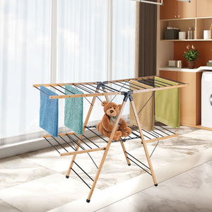Nouveauté Séchoir à linge de style papillon pour balcon Séchoir à linge pliable en <span class=keywords><strong>bois</strong></span> en bambou - Product Image 5
