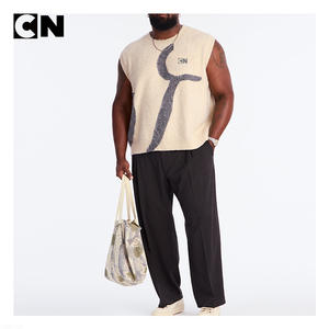 ผู้ผลิตเสื้อสเวตเตอร์ที่ได้รับการรับรอง GRS รับทำโลโก้ตามสั่ง ลายพิมพ์แจ็คการ์ด เสื้อกั๊กไหมพรมถักนุ่มฟูสำหรับผู้ชายไซส์ใหญ่ - Product Image 3