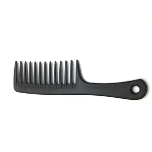 PP材料耐用塑料定制直黑宽齿梳子手柄，适用于所有头发类型