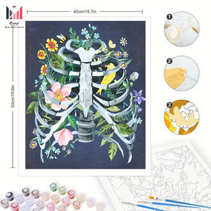 Kit de pintura por números de <span class=keywords><strong>esqueleto</strong></span> DIY para adultos, juego de pinturas acrílicas para principiantes, juego de manualidades para decoración del hogar, regalo para familiares y amigos - Product Image 3