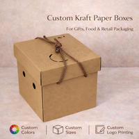Boîte en papier kraft personnalisée avec poignée en corde |   Emballage avec logo en feuille métallisée pour cadeaux, boîtes alimentaires et boîtes à fleurs, avec options de matériaux