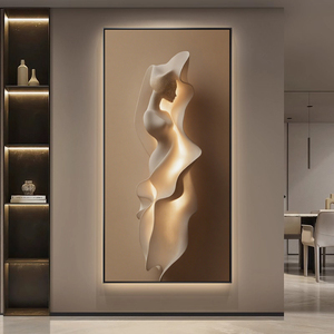 Tranh gốm sứ pha lê hiện đại, trừu tượng nhân vật, ánh sáng và bóng ba chiều, làm nền hành lang - Product Image 2
